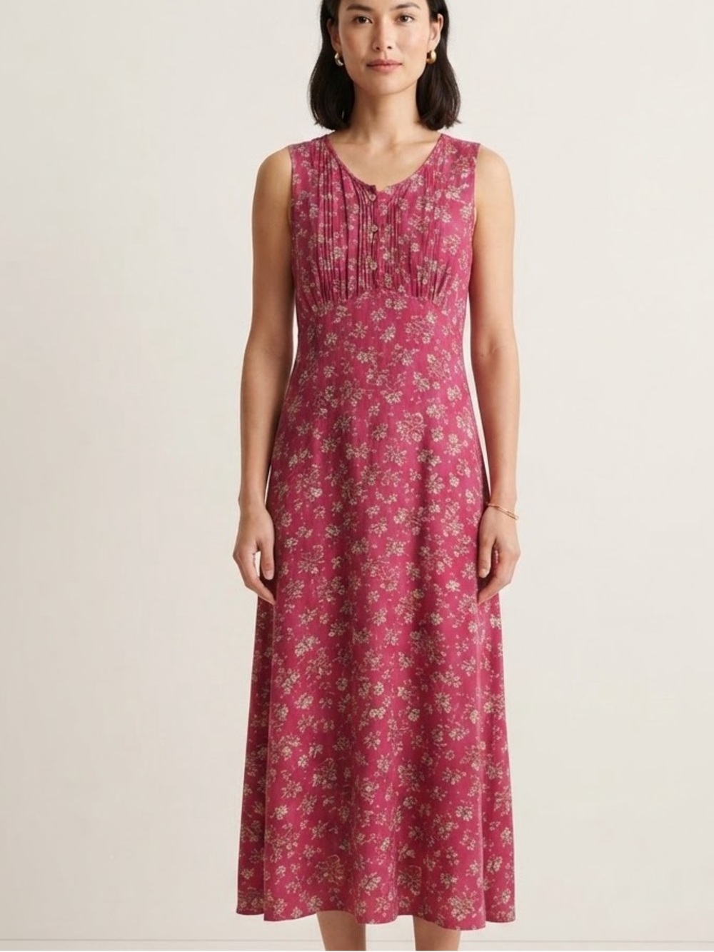 April Cornell Sz XS Vintage Pink Floral Cottagecore Romantic Midi Dress